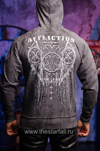 Affliction | Худи мужское Royale Rust Hoodie Grey A18149I спина