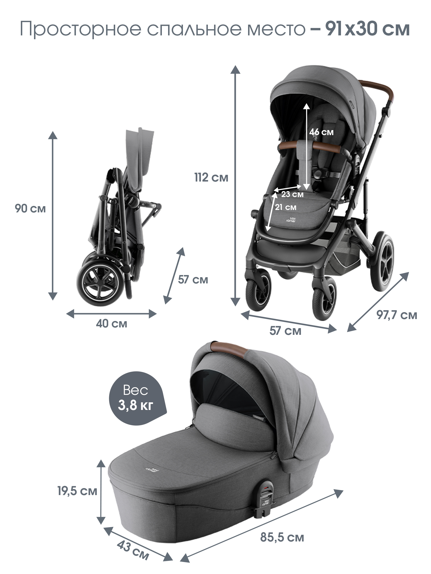 Детская коляска Britax Roemer 2в1 SMILE 5Z, STYLE Mineral Grey