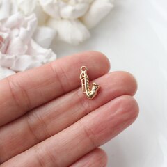 Подвеска Саксофон с фианитами 15*9 мм, позолота, П010