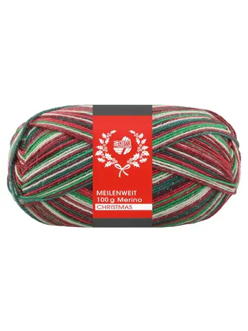Пряжа Lana Grossa Meilenweit 100 Merino Christmas Lurex 6803