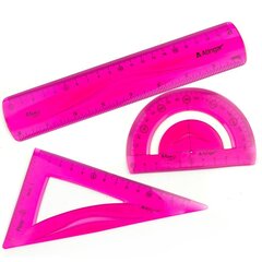 
          Набор чертежный Alingar, 20 см, пластиковый, 3 предмета,гибкий, 2 шкалы см/дюйм, цвета ассорти, пакет ПВХ с европодвесом