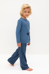 пижама  для мальчика  К 1600/синяя волна,клетка