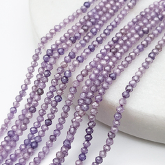 Фианит бусины (кубический цирконий), цвет лиловый, размер около 2 мм, цена за нить 38 см