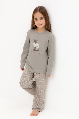 пижама  для девочки  К 1623/пыльно-оливковый,полевые цветы
