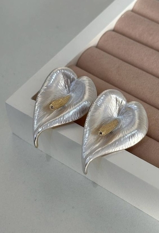 Серьги ЦВЕТОК КАЛЛЫ с эмалью