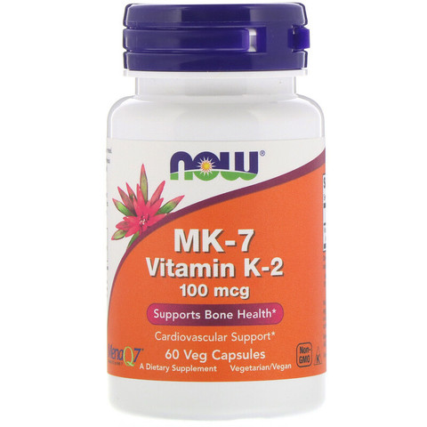 Now Foods, MK-7, витамин K-2, 100 мкг, 60 растительных капсул