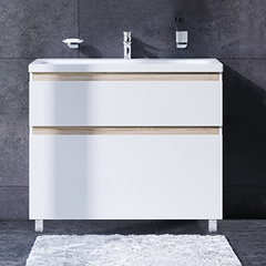 Тумба с раковиной, напольная, 100 см, 2 ящика, белый глянец, AM.PM X-Joy - M85AFSX1002WG