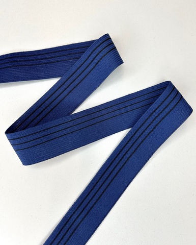 Тесьма эластичная , цвет: синий/чёрный, 30мм