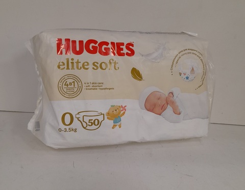 Подгузники для новорожденных Huggies Elite Soft 0 +, до 3,5кг, 50 шт