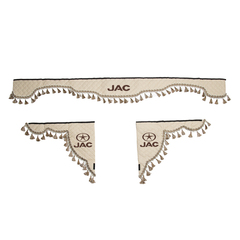 Ламбрекен с косынками стеганые JAC (экокожа, бежевый, бежевые кисточки)