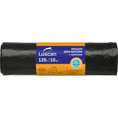 Мешки для мусора 120 л 60 мкм 10шт/рул чрн 70х90см Luscan с завязками