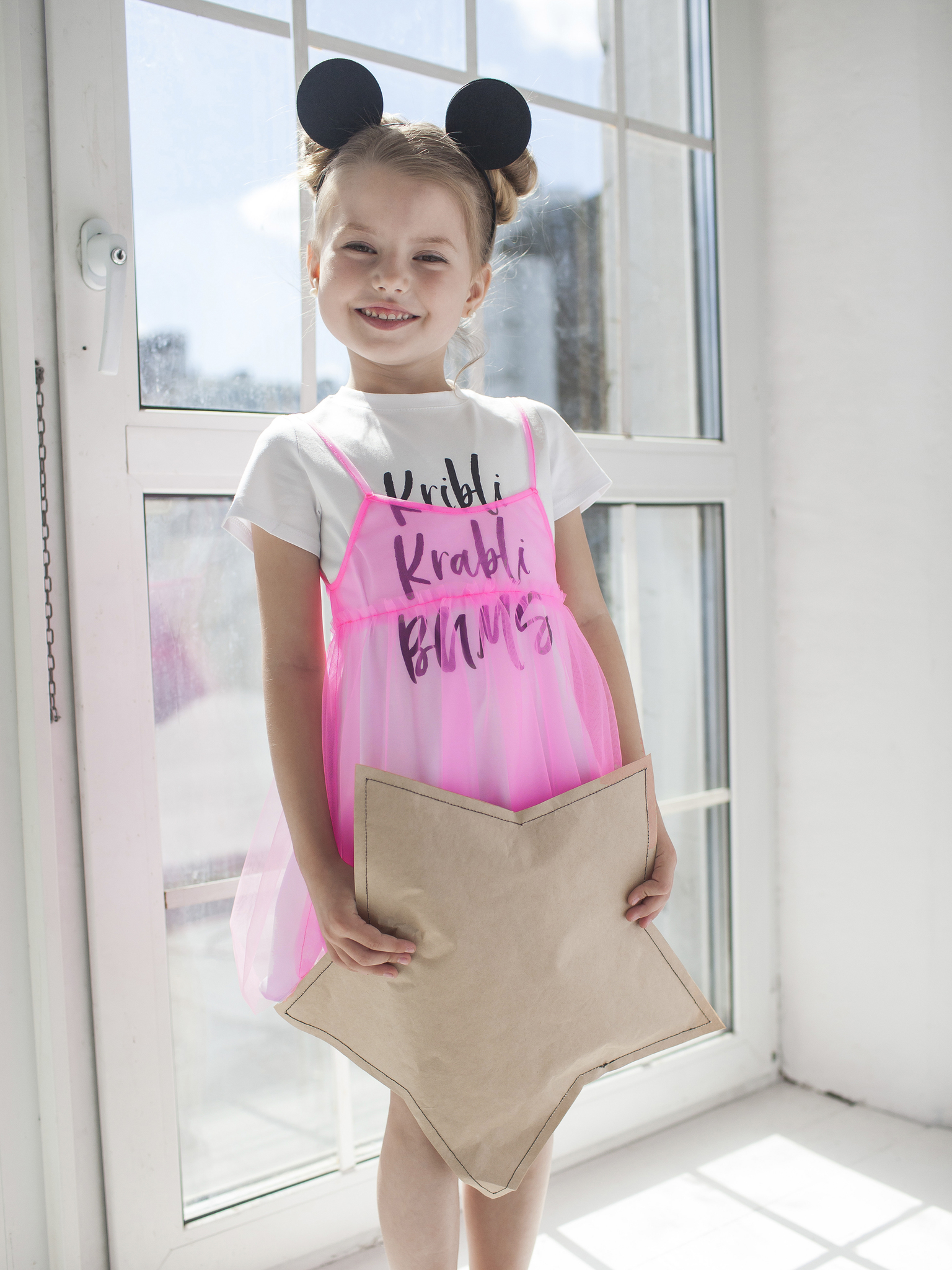 Tunic with bright pink sundress For the most fashionable babies Set of 2 things
