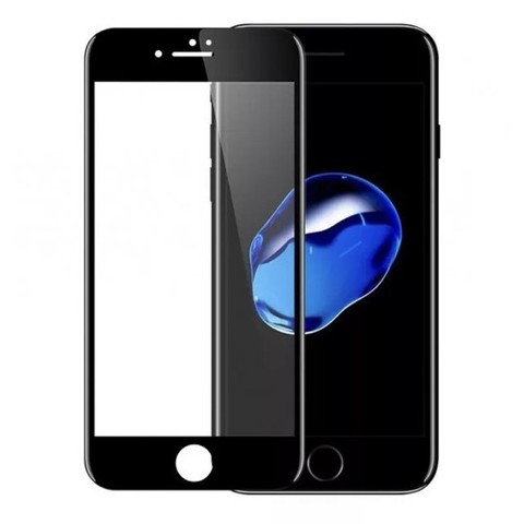 Защитное стекло 3D на весь экран 9H усиленное ANMAC + пленка задняя для iPhone 7 Plus, 8 Plus (Черная рамка)