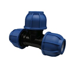 Тройник компрессионный ПНД, DN 32-32-32, PN 16, обжимной для ПЭ труб, 20-40гр., Кудиновский трубный завод