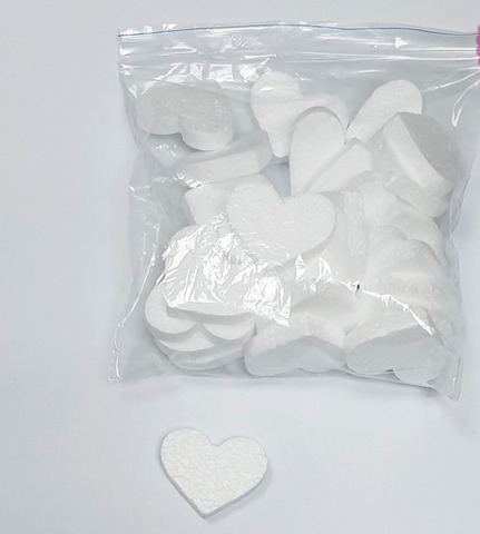 Сердце из пенопласта плоское мини, 5*4 см, набор 30 шт.