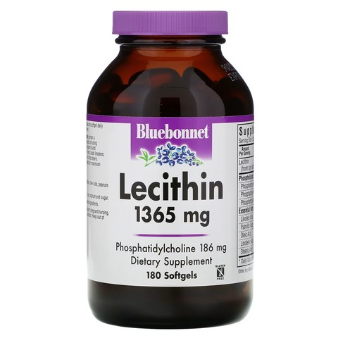 Bluebonnet Nutrition, натуральный лецитин, 1365 мг, 180 мягких желатиновых капсул c iHerb