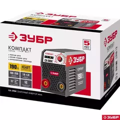 ЗУБР ММА, 190 А, КОМПАКТ, сварочный аппарат инверторный, макс. электрод ? 4.0 мм (СА-190К)
