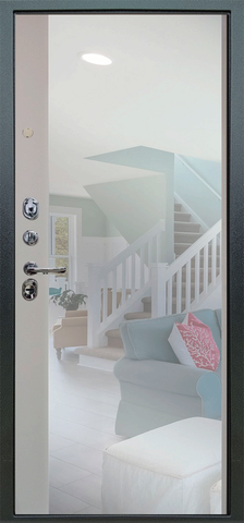 Теплая дверь входная Аргус Люкс 3К Магнум зеркало, 2 замка, 1,8 мм металл, (серебро антик+белый софт) #3