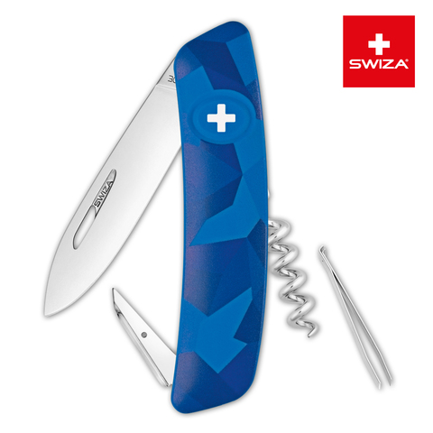 Уценка! Швейцарский нож SWIZA C01 Camouflage, 95 мм, 6 функций, синий