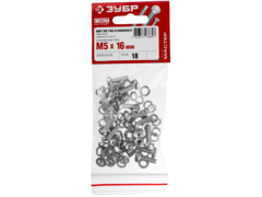 ЗУБР DIN 7985, M5 х 16 мм, цинк, 18 шт, винт с гайкой и шайбами (303476-05-016)