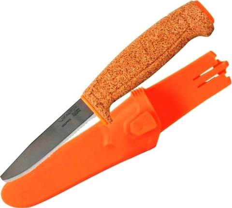 Нож Morakniv Floating Serrated стальной разделочный, лезвие: 94 mm, серрейт. заточка оранжевый (13131)