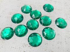 Стразы пришивные акрил, d 2,5 см, зелёный