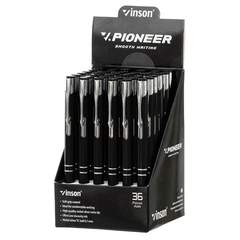 Ручка шариковая, масляная, автоматическая, Vinson, синие чернила, серия "VINSON PIONEER", 36 шт