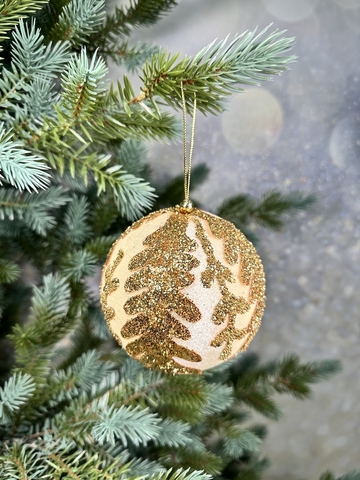 Шар 10см ChristmasDeLuxe premium collection бежевый/золотой