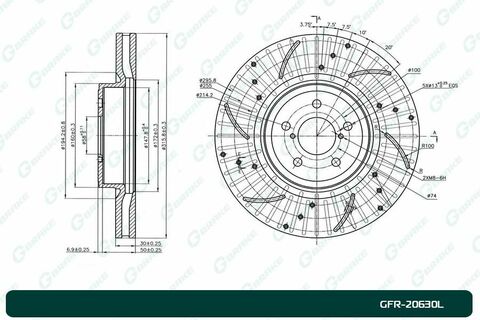 Диск тормозной перфорированный вентилируемый G-brake GFR-20630L левый