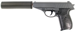 Cтрайкбольный пистолет Galaxy G.3A Sig Sauer P230 mini металлический, пружинный с имитацией глушителя