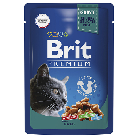 Влажный корм Brit Premium с уткой в соусе для кошек 85 г (пауч Брит)
