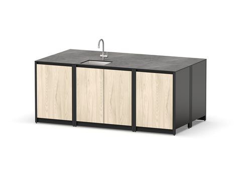 Остров кухонный уличный R-404S, 2.1 м, дуб сонома/черный мрамор