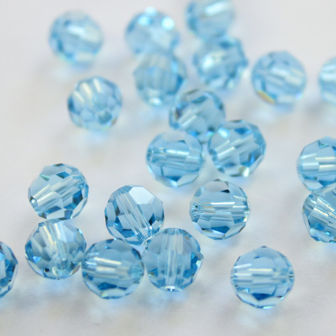 5000 Бусина - шарик с огранкой Сваровски Aquamarine 6 мм