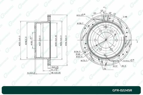 Диск тормозной перфорированный вентилируемый G-brake GFR-02245R правый