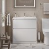 BelBagno KRAFT39-800/390-2C-PIA-BO KRAFT 39 База под раковину напольная с фрезерованными ручками по всей длине фасада с двумя выкатными ящиками, BiancoOpaco, 805х390x840,KRAFT39-800/3