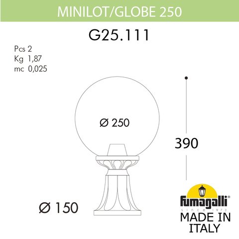 Ландшафтный светильник Fumagalli GLOBE 250 G25.111.000.VZF1R