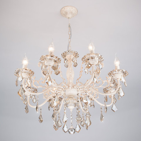 Подвесная люстра 3281/8 белый с золотом / тонированный хрусталь