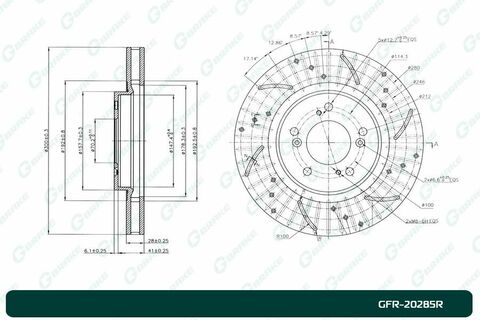 Диск тормозной перфорированный вентилируемый G-brake GFR-20285R правый