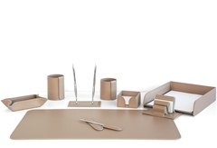 Настольный набор 9 предметов, кожа натуральная, цвет cafe latte №17