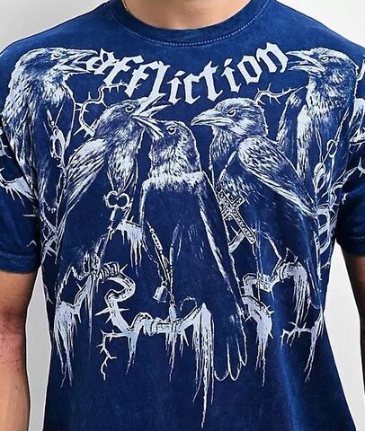Affliction | Футболка мужская CROWS Tee NVLV A27227NV принт спереди