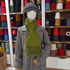 Домотканный шарф из Мериноса с ангорой Сочный фисташковый