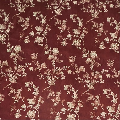 ЦВЕТЫ НА РАЗМЫТОМ ВИШНЕВОМ ФОНЕ - 100% хлопок