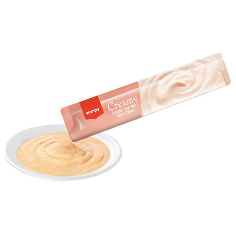 Wanpy Cat Лакомство для кошек "нежное пюре" из тунца и лосося 25 шт х14 г