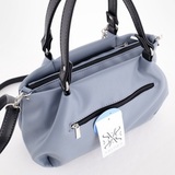 Сумка Саломея 607 гладкий серо-голубой + черный