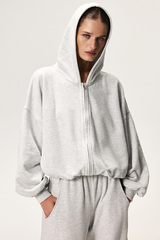 Толстовка на молнии Светло-серый меланж