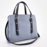 Сумка Саломея 166 гладкий серо-голубой + черный