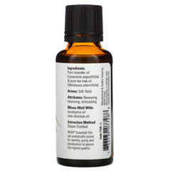 Now Foods, Essential Oils, Lavender & Tea Tree Blend, 1 fl oz (30 ml)