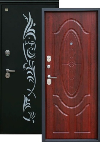 Входная металлическая дверь Z-7 (чёрный шёлк+махагон)  Зевс из стали 2 мм с 2 замками