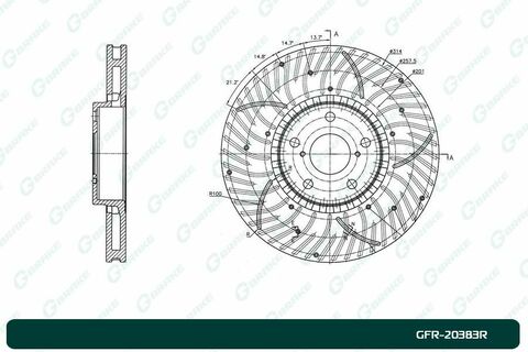 Диск тормозной перфорированный вентилируемый G-brake GFR-20383R правый