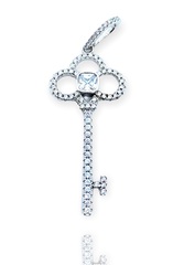 26956 - Подвеска ключ-Лилия из серебра с цирконами